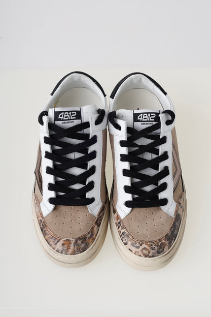 4B12 Kyle Beige/Animal/Black Trainers