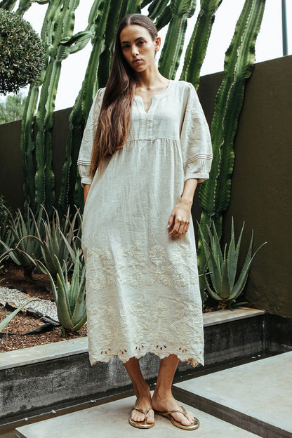 Rose and Rose Grange Natural/Gold Dress
