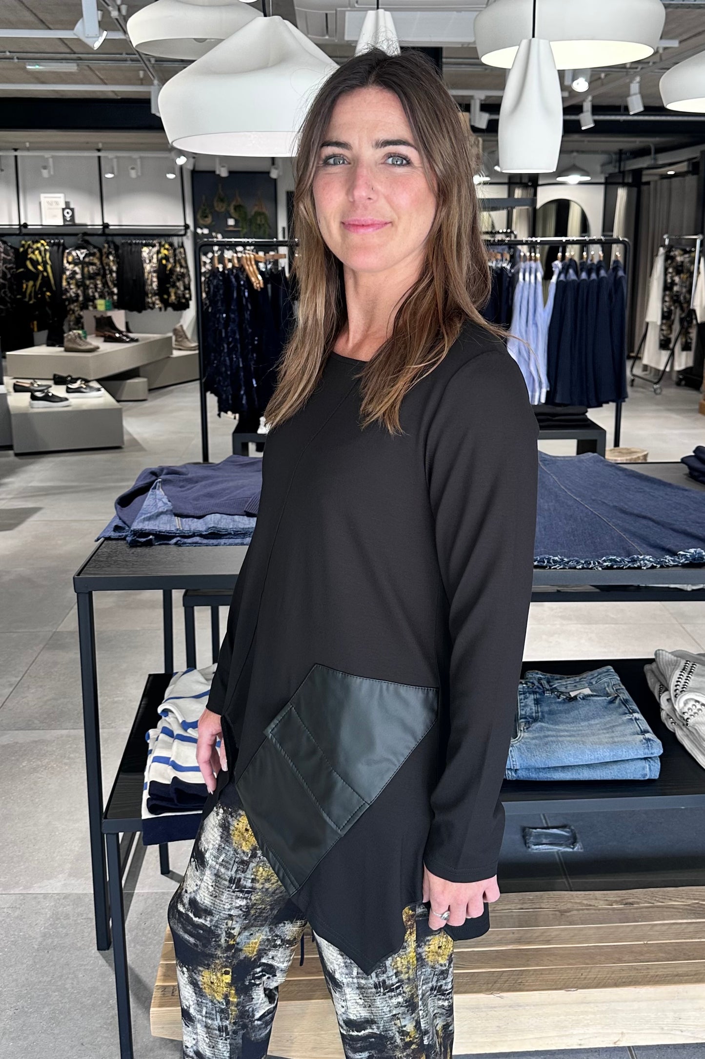 My Soul Black Faux Leather Pocket Top
