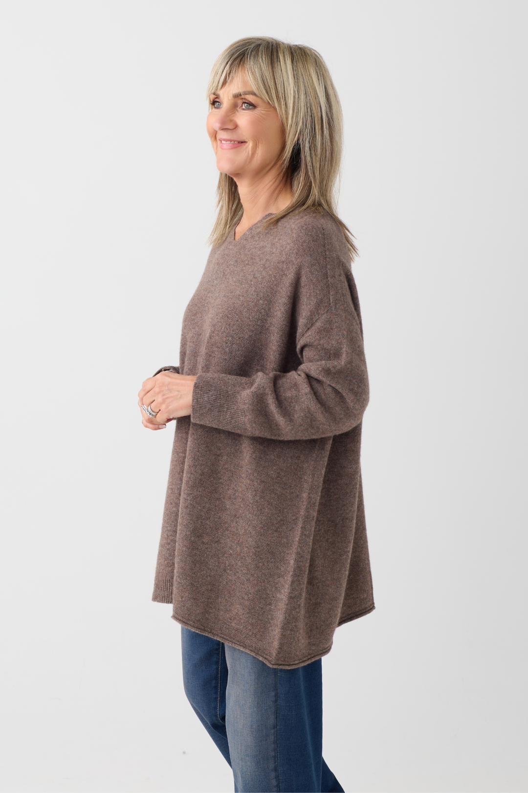 el2 Brown Soft V-Neck Jumper 1109
