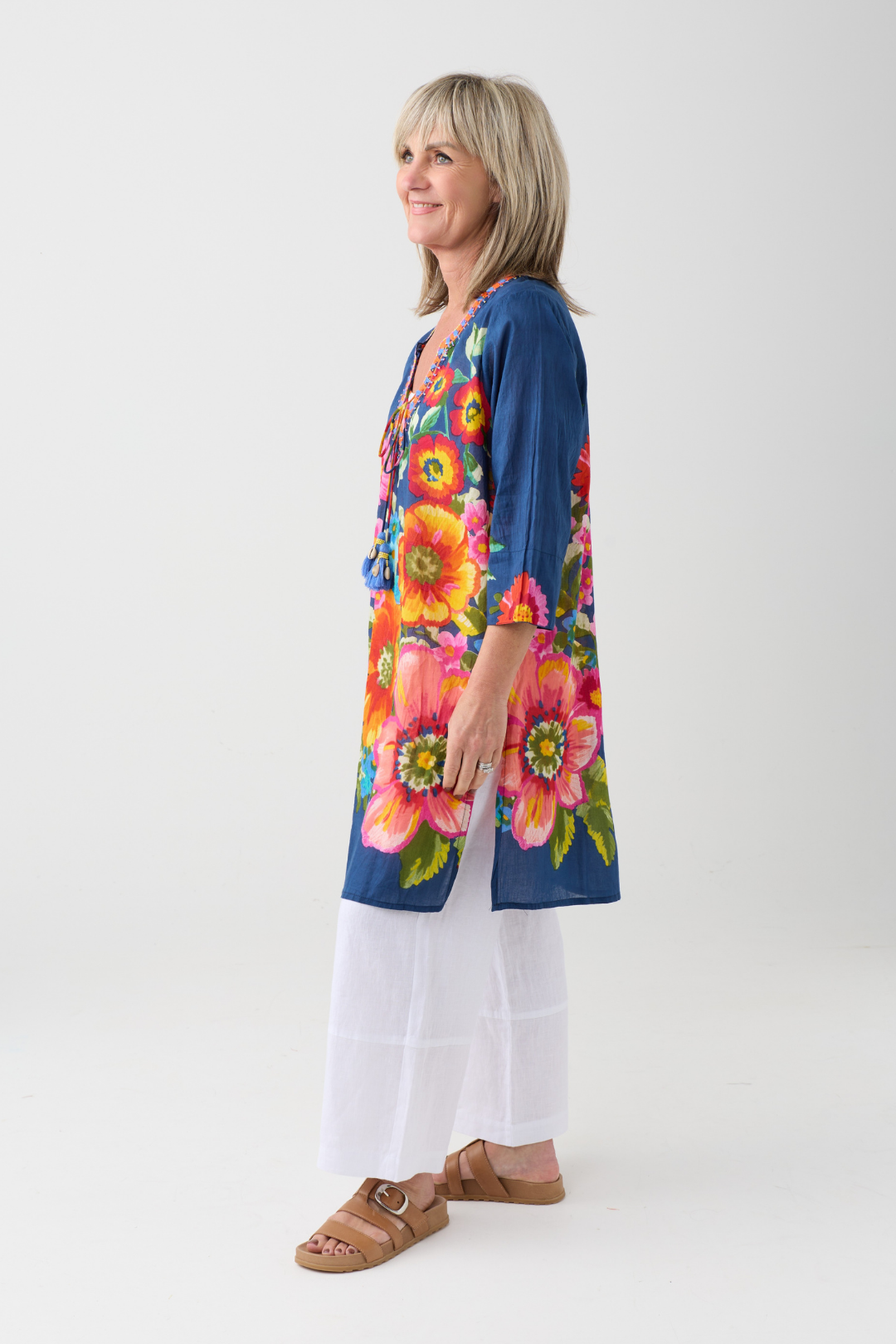 Palme Navy Blue/Floral Printed Tunic