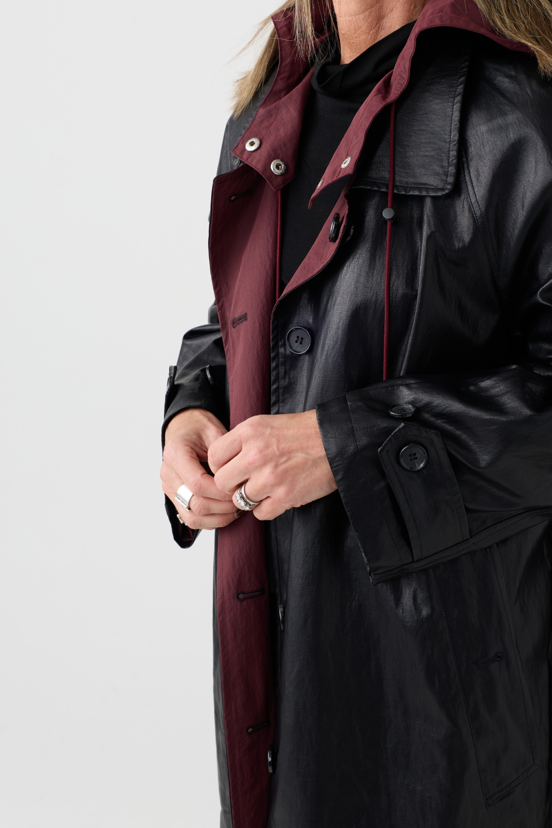 el2 Black/Wine Reversible Trench Coat 6024