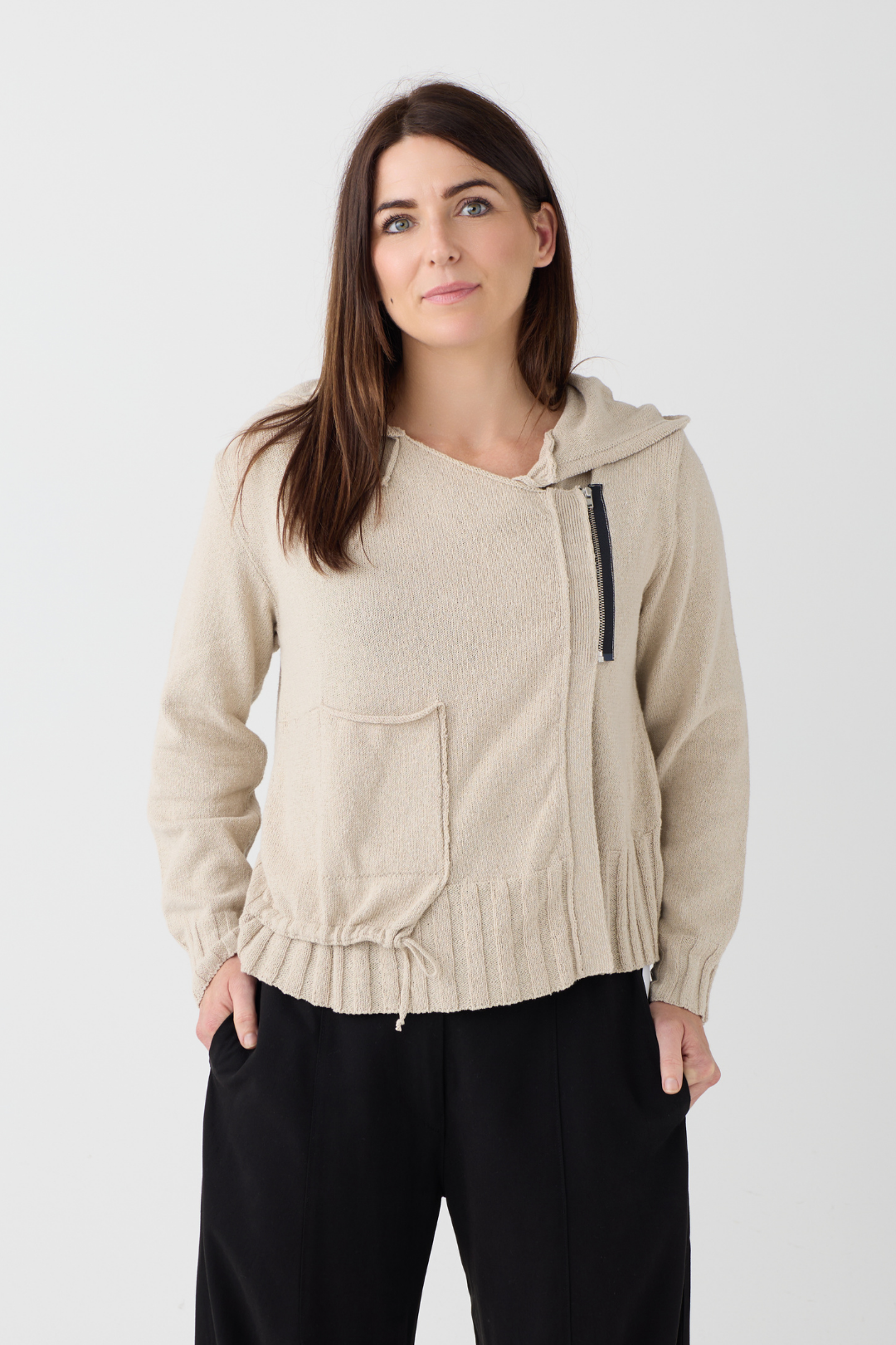 Lurdes Bergada Sand Zip Cardigan 803