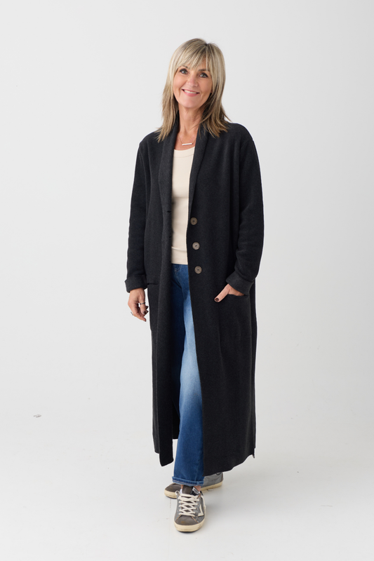 HS Soft Black Long Cardigan 7162