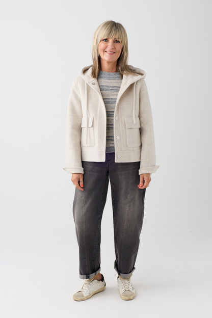 Milano Cream Melange Hooded Jacket