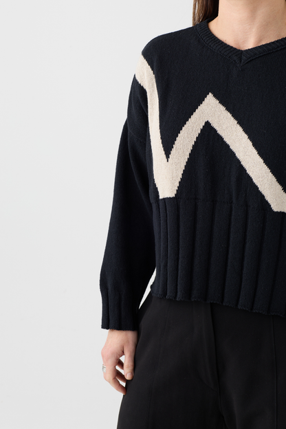Lurdes Bergada Black Zig Zag Jumper 802