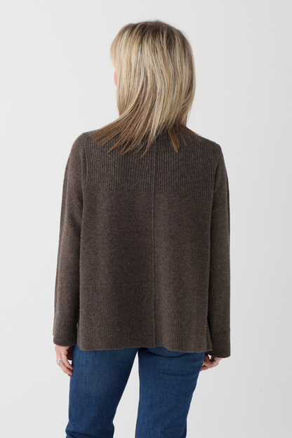 Oui Taupe Melange Stepped Hem Jumper