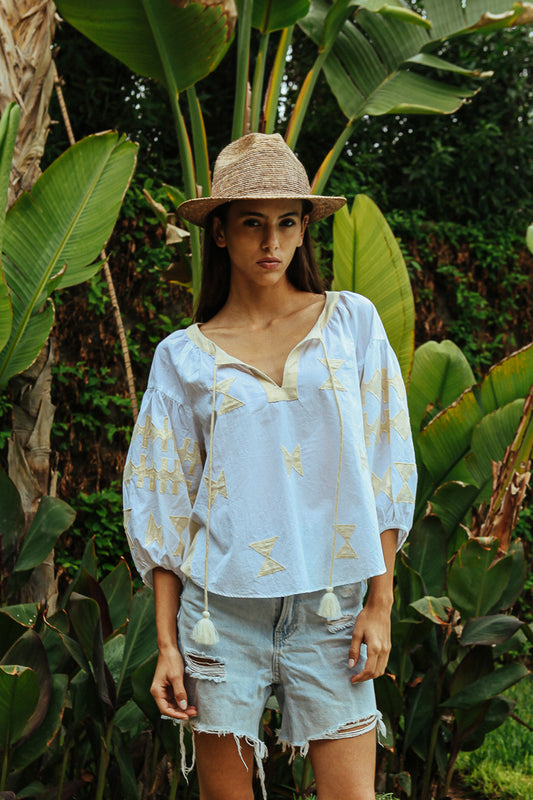 Rose and Rose Aldgate White/Gold Top