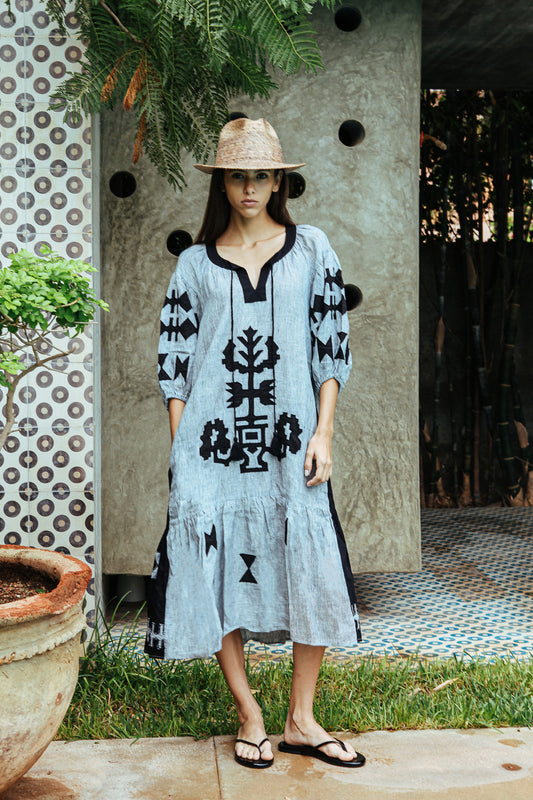 Rose and Rose Amersham Black Stripes Dress