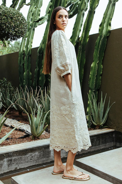 Rose and Rose Grange Natural/Gold Dress