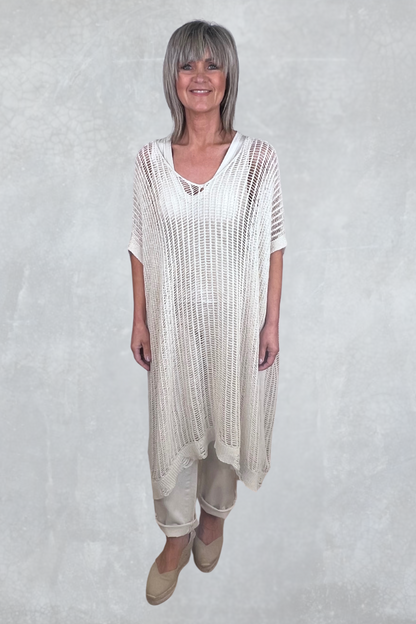 Sanctamuerte Sand Shell Open Weave Knit Tunic