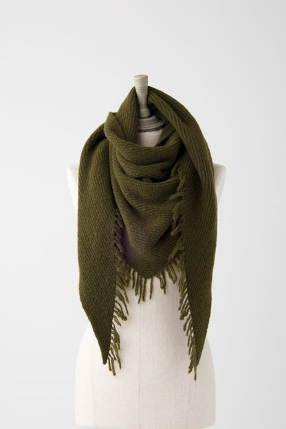 el2 Green Triangle Scarf w/Fringe Edge