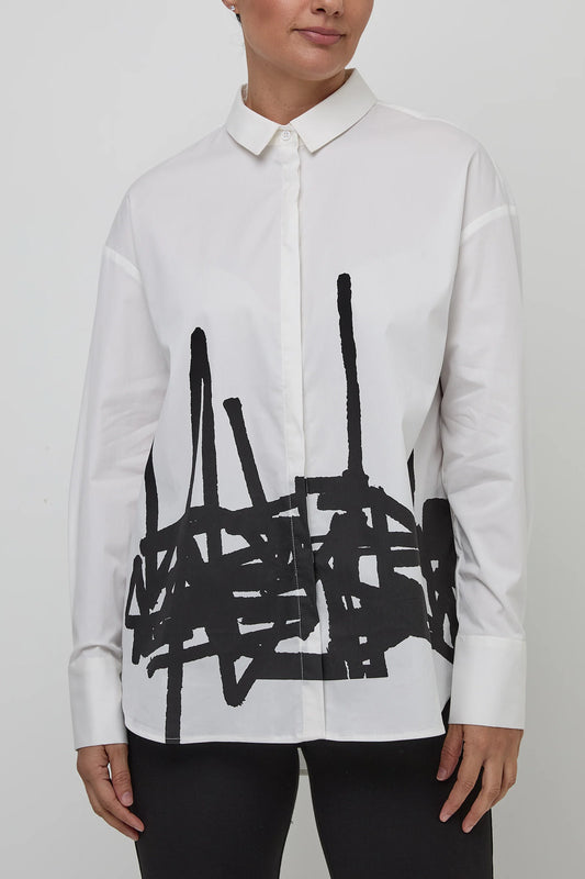 Uchuu White Shirt with Abstract Print