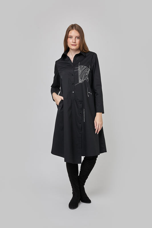 Uchuu Black Printed Shirt Dress