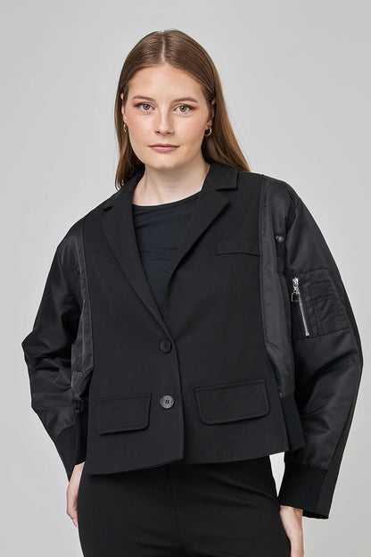 Uchuu Black Tailored Bomber Jacket