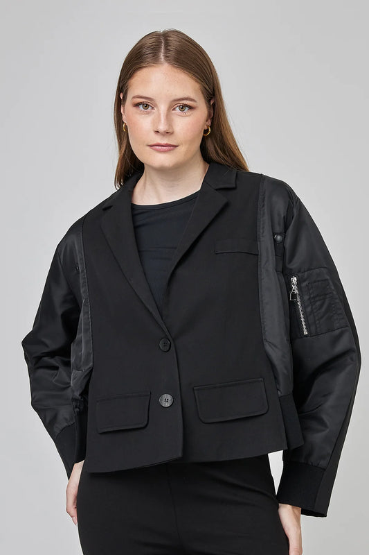 Uchuu Black Tailored Bomber Jacket
