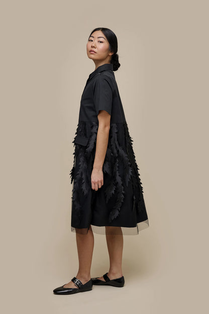 Uchuu Black A line Dress with Mesh Layer Skirt