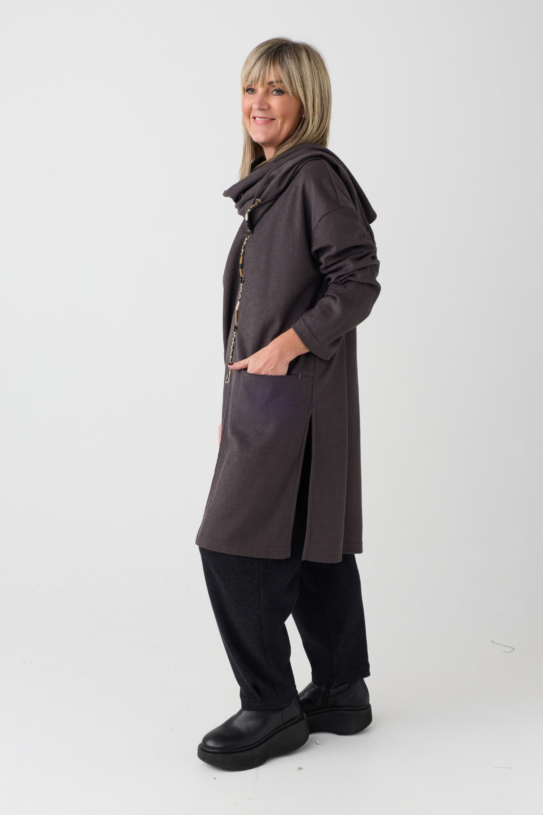 el2 Dark Grey Long Cardigan 5033