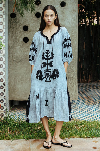 Rose and Rose Amersham Black Stripes Dress