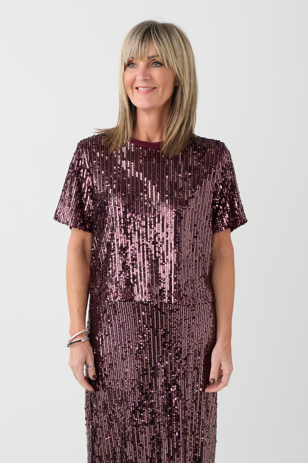 Oui Bramble Berry Sequin Top