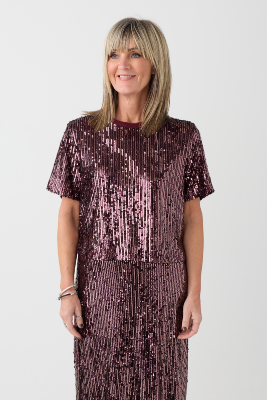 Oui Bramble Berry Sequin Top