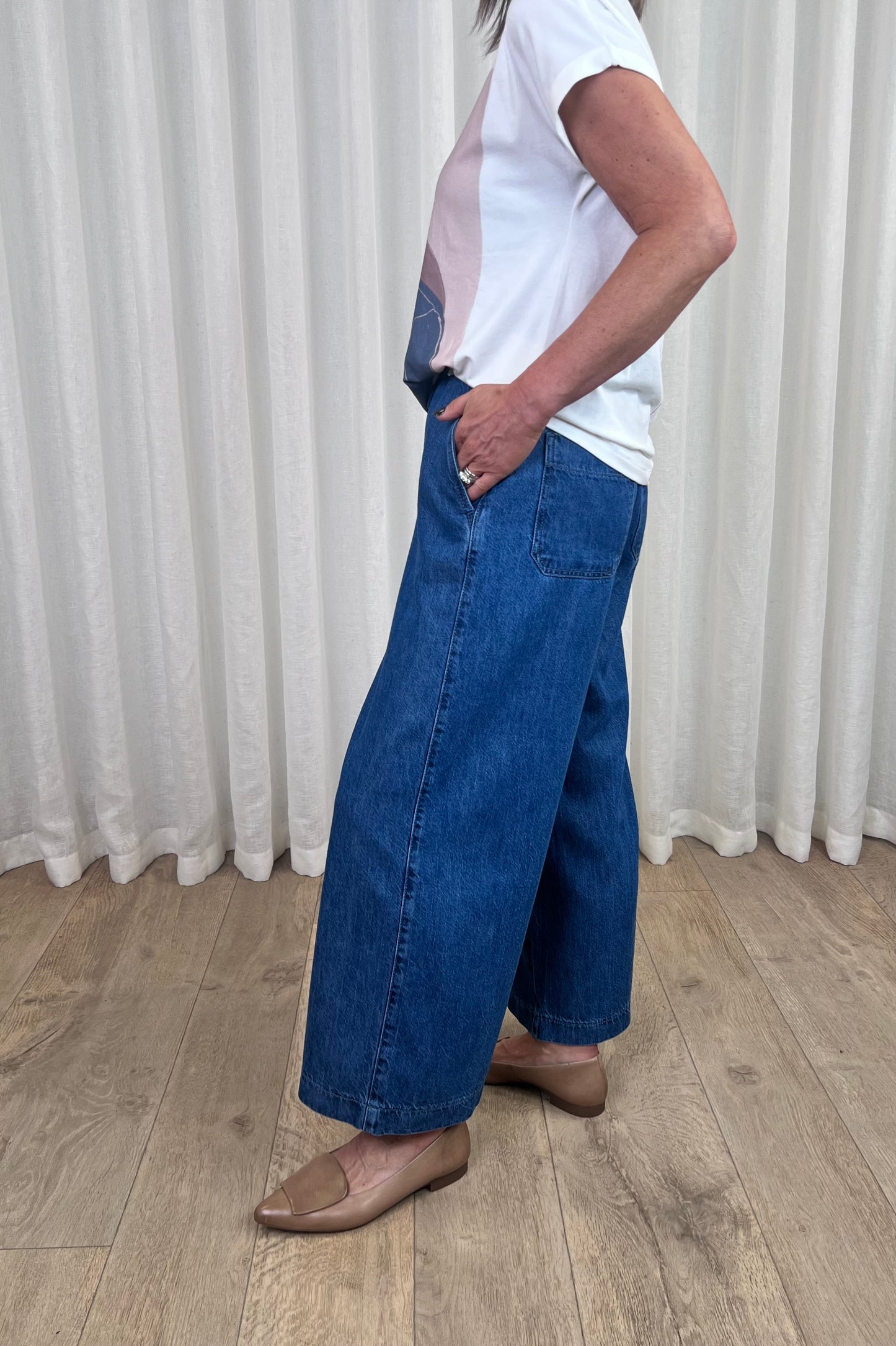 Mac Wide Cropped Modern Blue Jeans