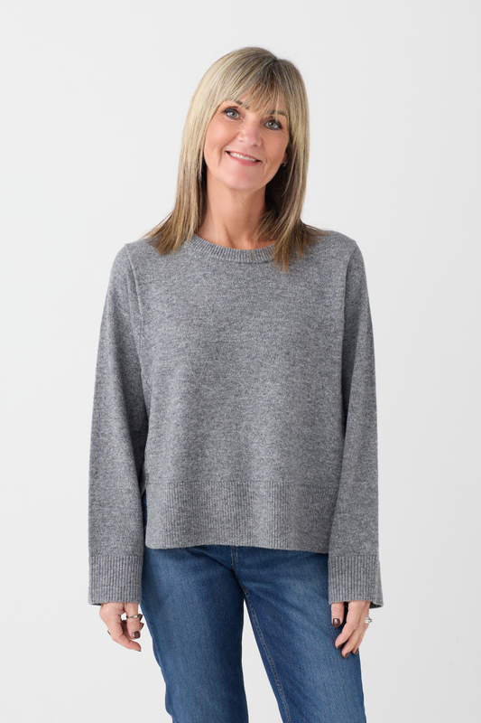 Oui Grey Stepped Hem Jumper