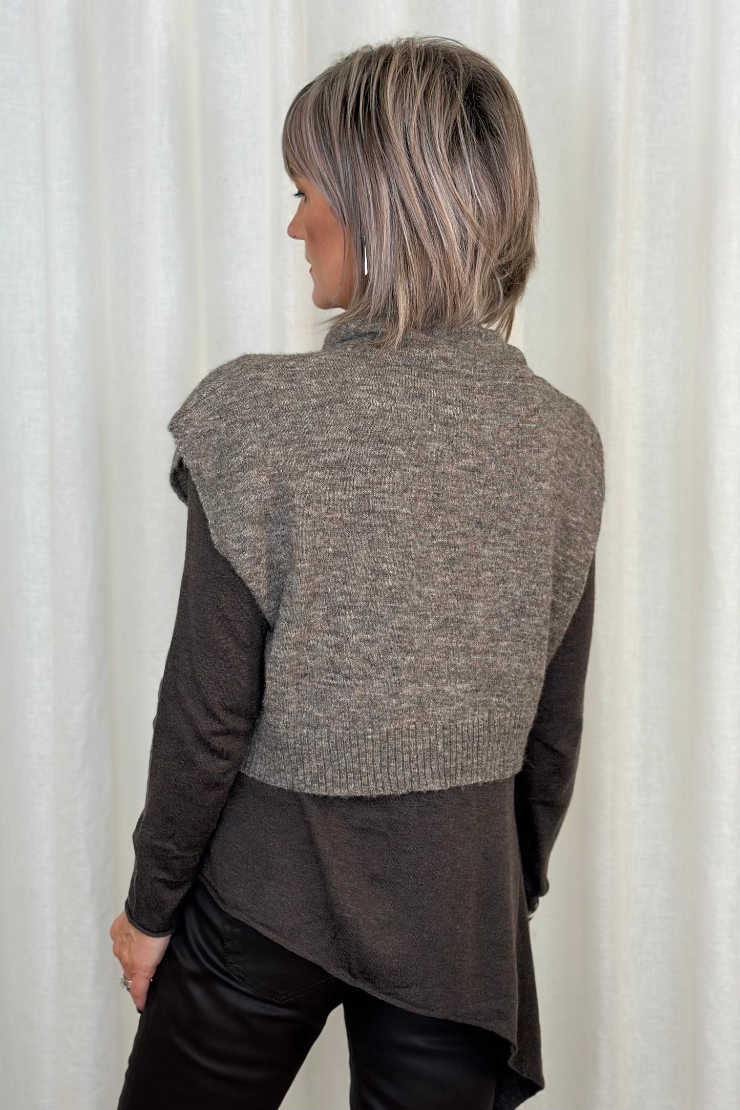 el2 Dark Brown Cowl Neck Jumper