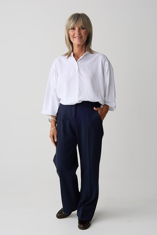 Brax Maine Navy Wide Leg Jersey Trouser