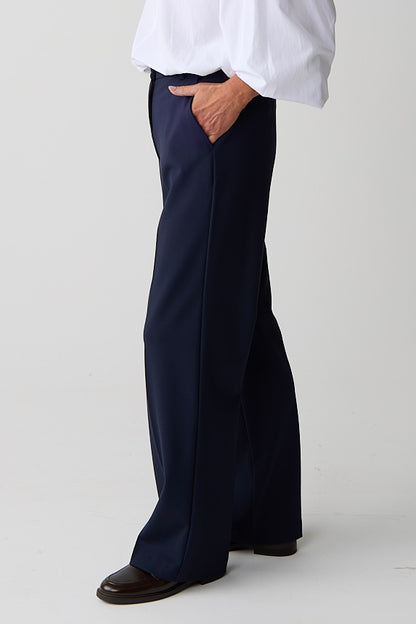 Brax Maine Navy Wide Leg Jersey Trouser