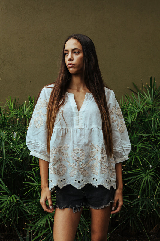 Rose and Rose Goldhawk White/Sand Top