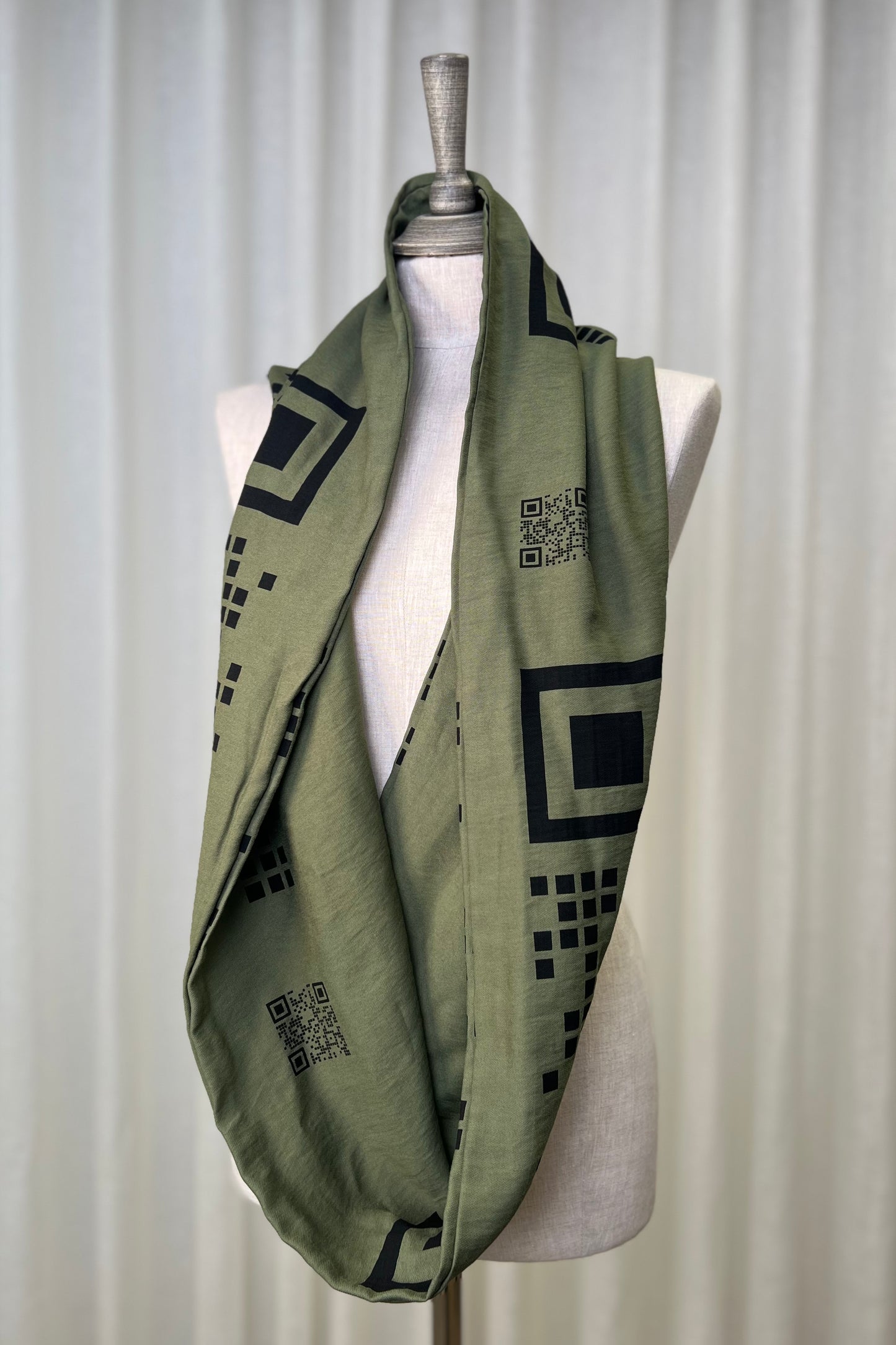 My Soul Olive QR Code Looped Scarf