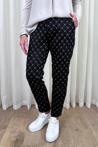 Brax Maron S Black & Chocolate Print Trouser