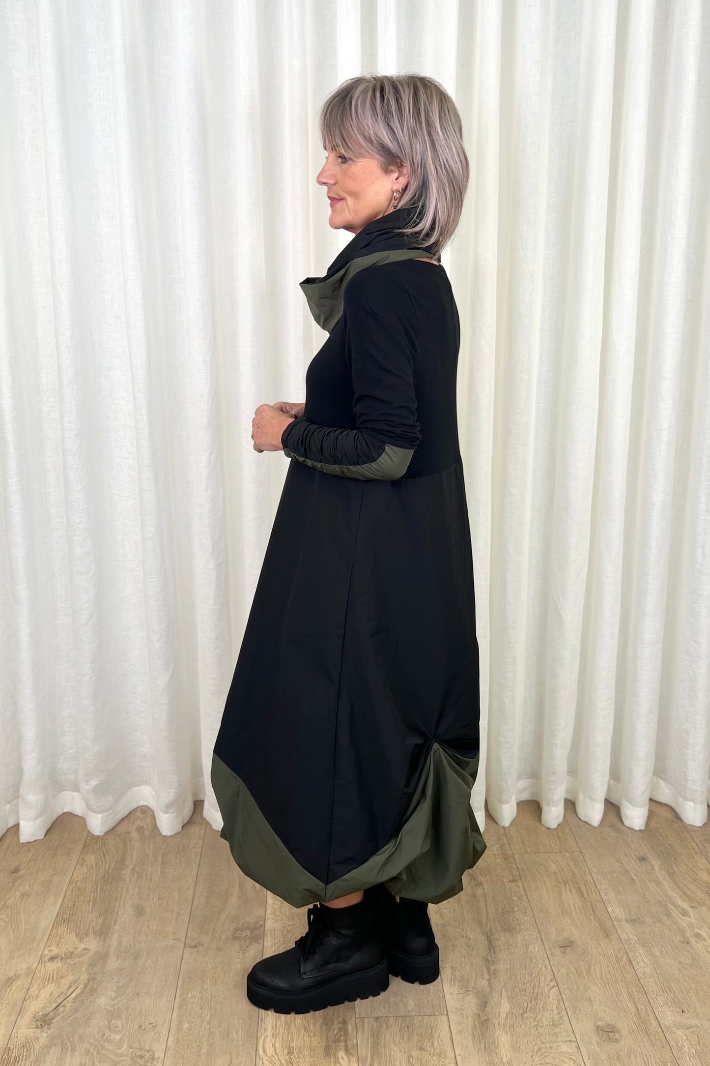 Ozai N Ku Black/Green Puff Ball Dress / Snood