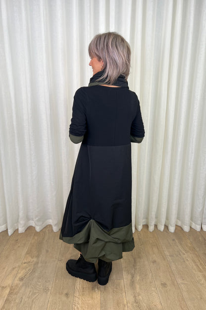 Ozai N Ku Black/Green Puff Ball Dress / Snood