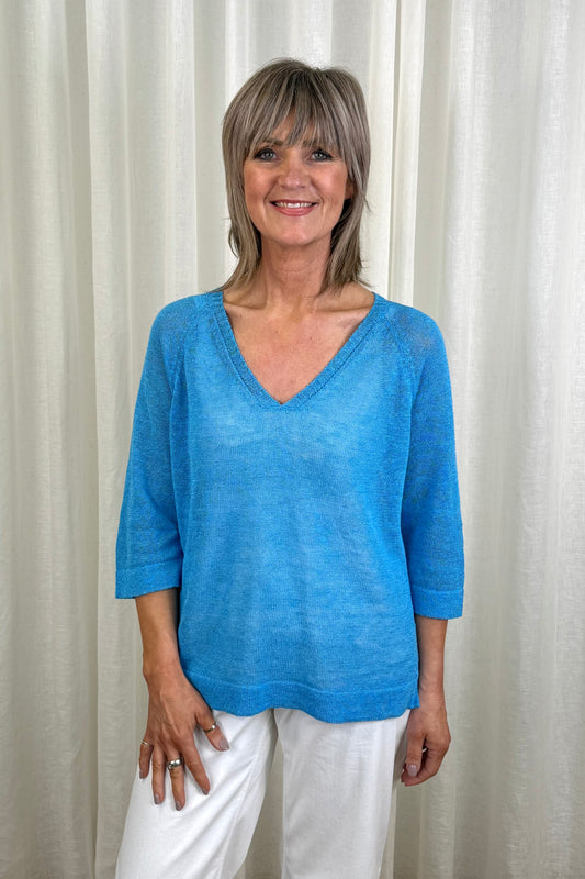 Milano Ibiza Blue V-Neck Jumper