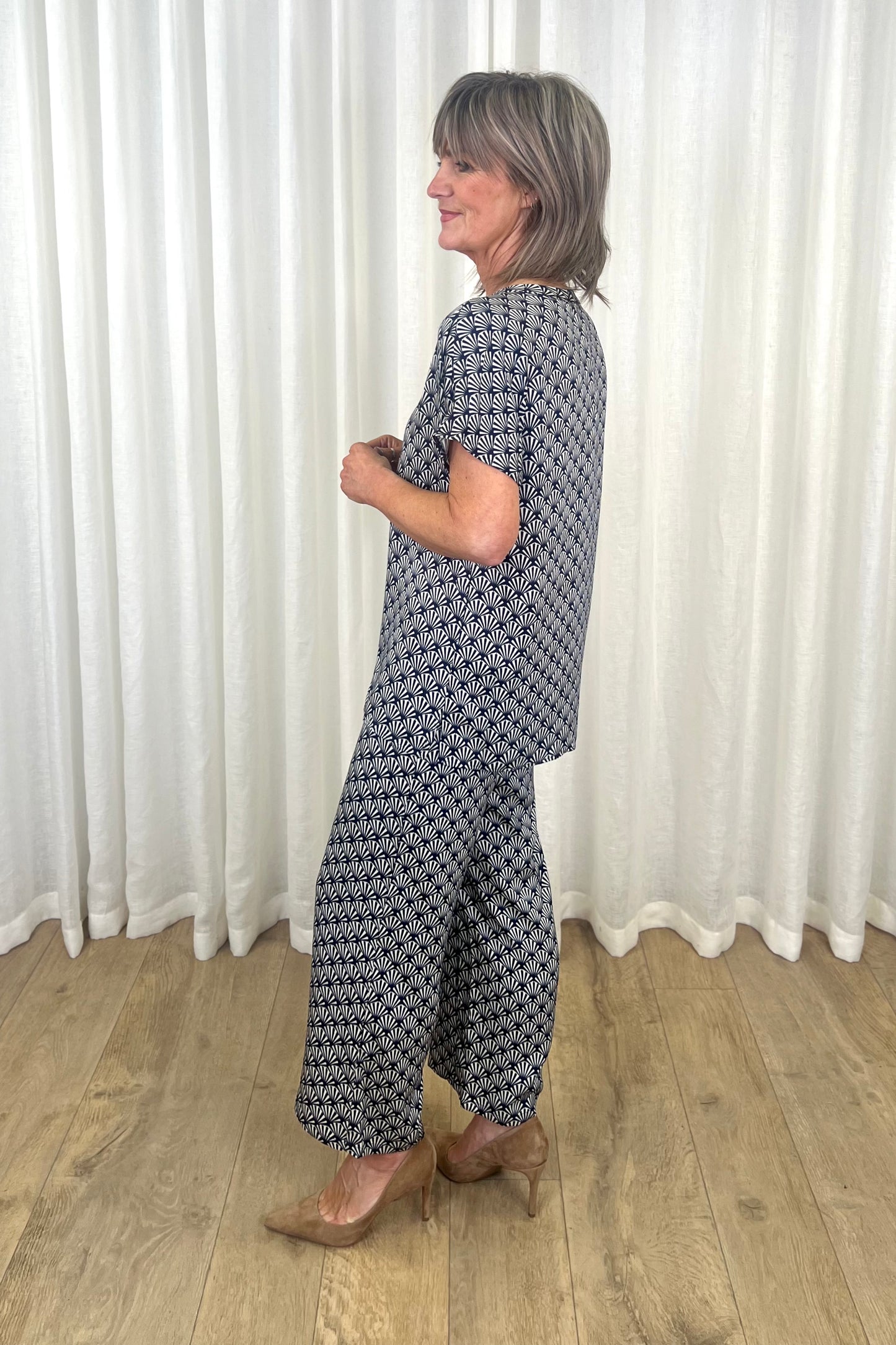 Milano Navy Print Trousers