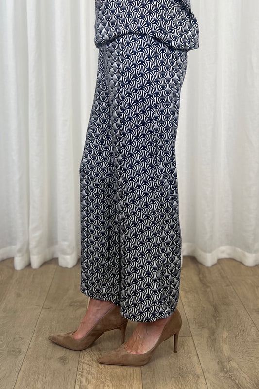 Milano Navy Print Trousers