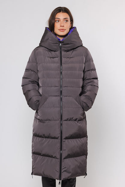 Rino & Pelle Keila Graphite & Purple Reversible Padded Coat