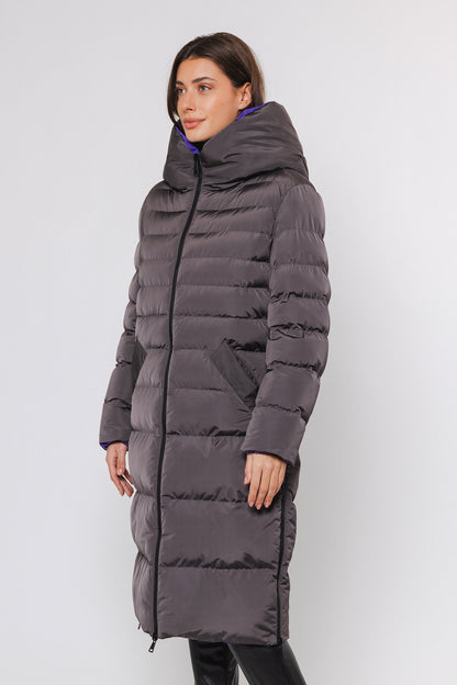 Rino & Pelle Keila Graphite & Purple Reversible Padded Coat