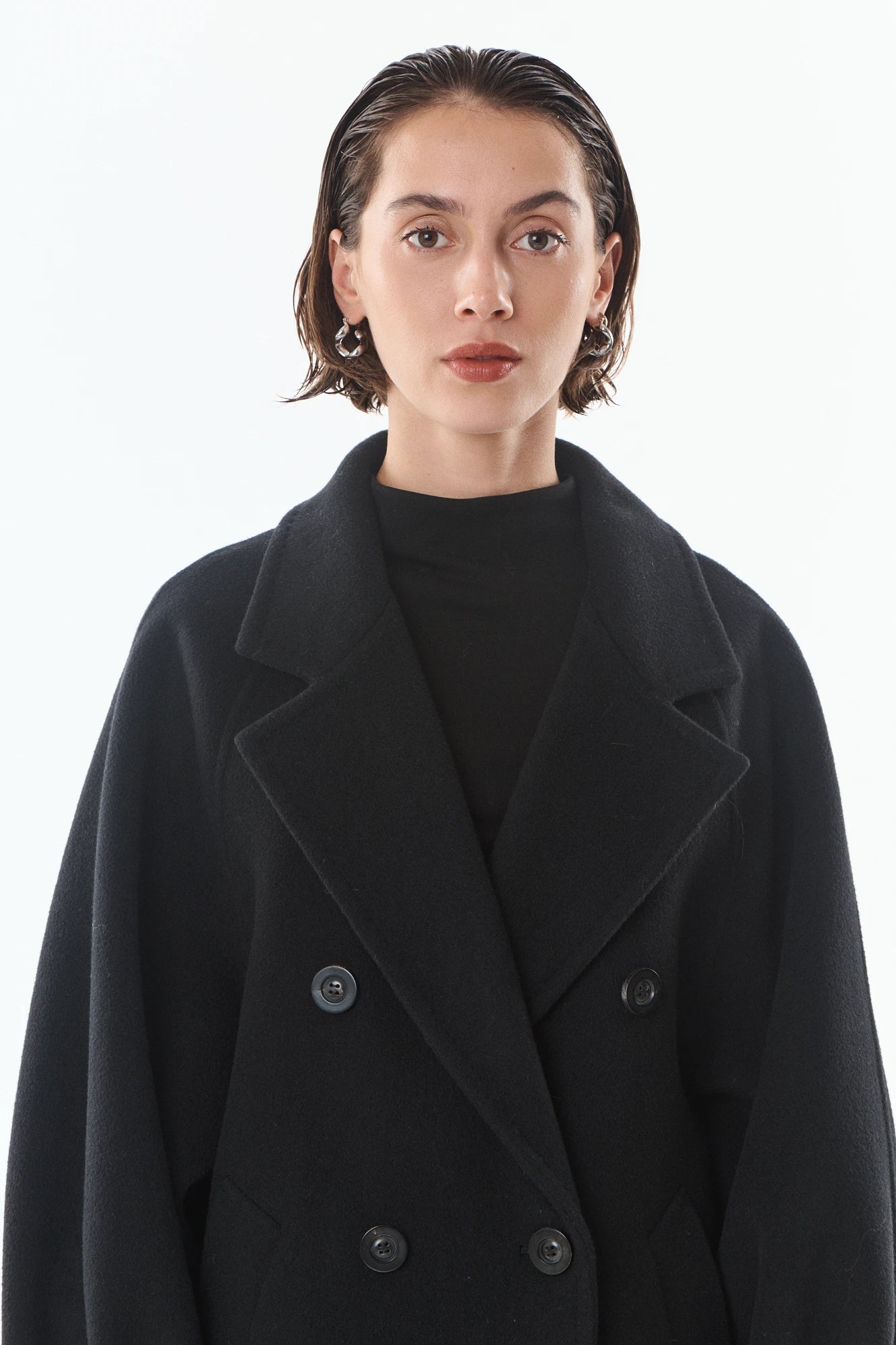Giovanni Manola Black Wool/Cashmere Coat
