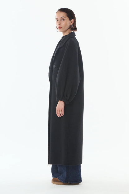 Giovanni Manola Black Wool/Cashmere Coat