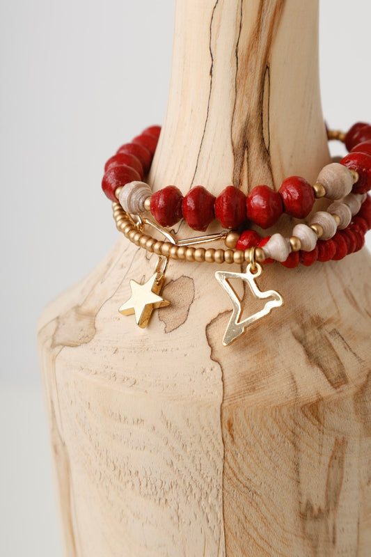 Paperchain Red/Cement Hanstar Triple Bracelet