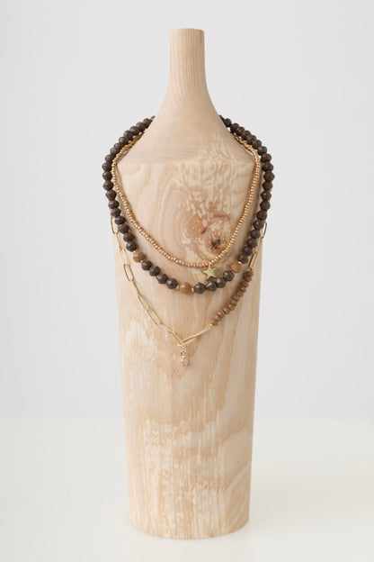 Paperchain Mocha/Latte Triple Hanstar Necklace