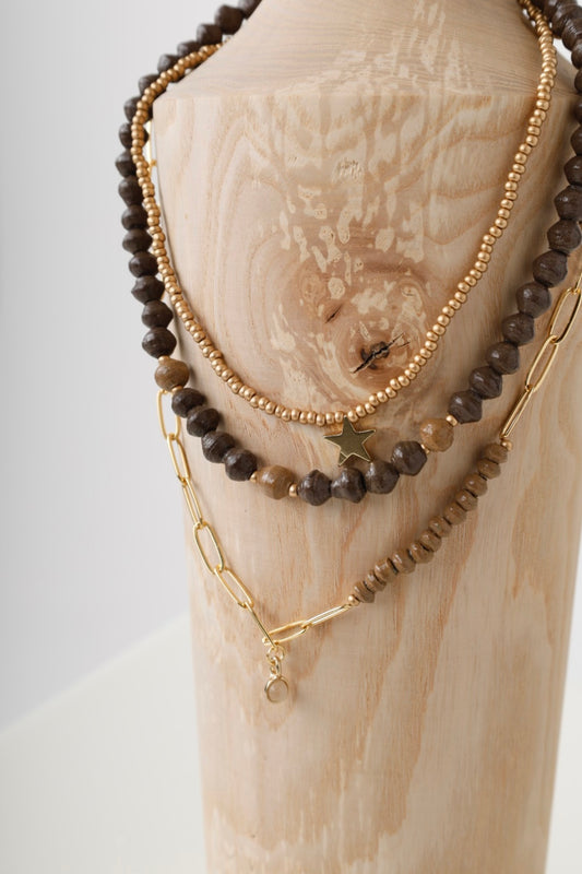 Paperchain Mocha/Latte Triple Hanstar Necklace