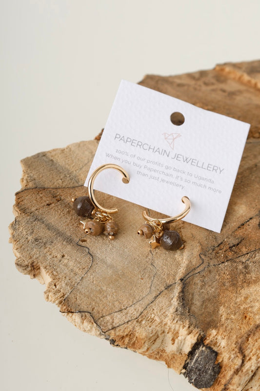 Paperchain Mocha/Latte Hanstar Hoop Earrings