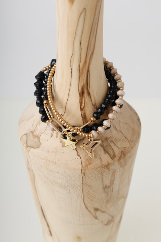 Paperchain Black/Cement Hanstar Triple Bracelet