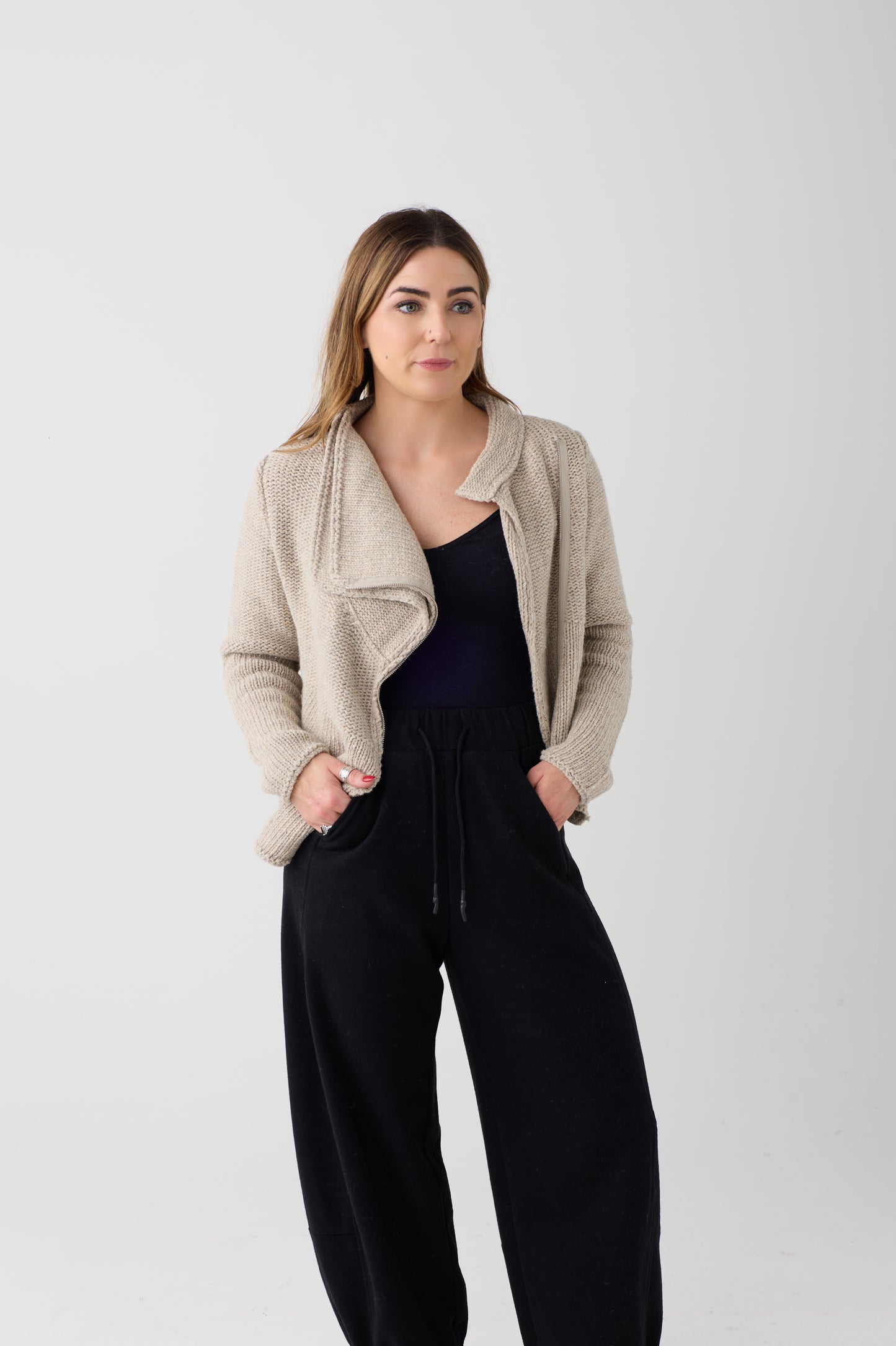 Lurdes Bergada Beige Asymmetric Cardigan