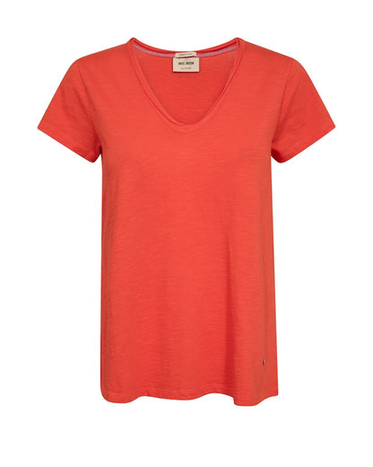 Mos Mosh Tulli Spicy Orange V-Neck T-Shirt