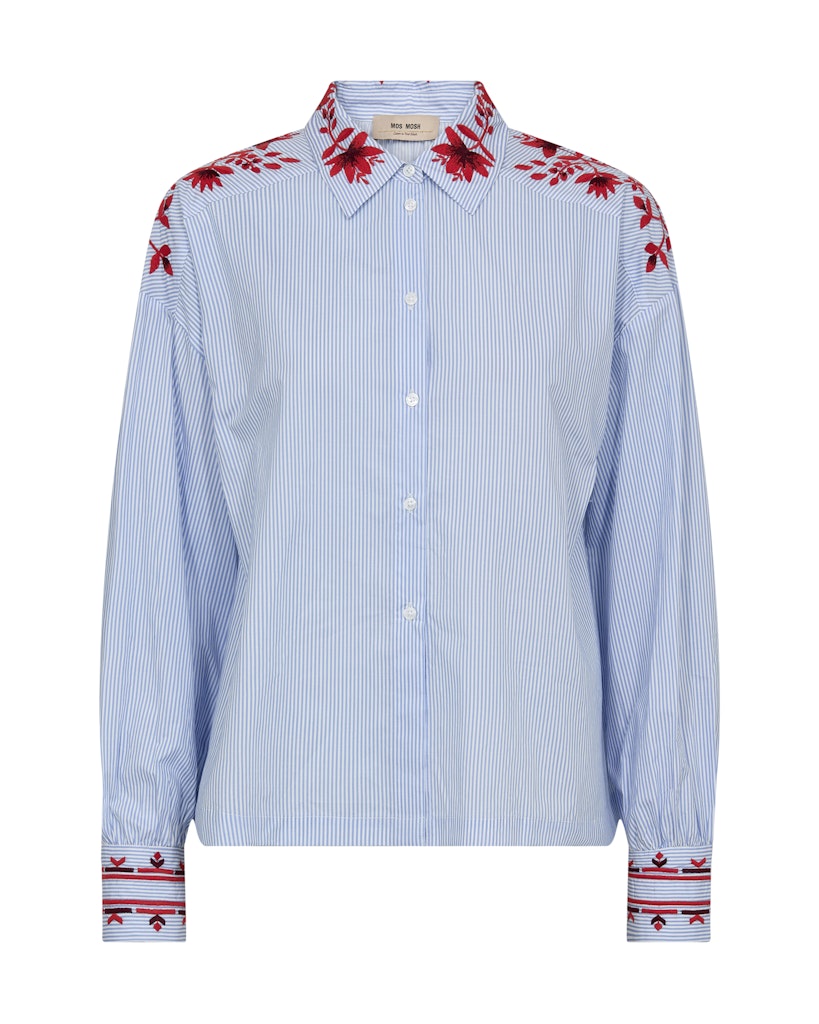 Mos Mosh Osmo Brunnera Blue Stripey Shirt